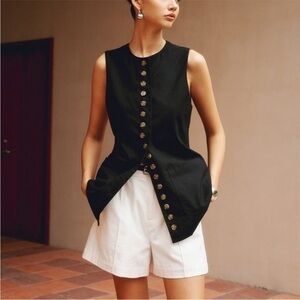 REVOLVE Black Button-Down Sleeveless Top